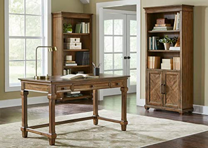 Wood Bookcase W/Doors Office Storage Fully Assembled in Brown