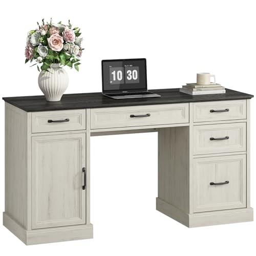 58'' Farmhouse Executive Desk with Drawers, view 4