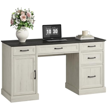 58'' Farmhouse Executive Desk with Drawers, view 4