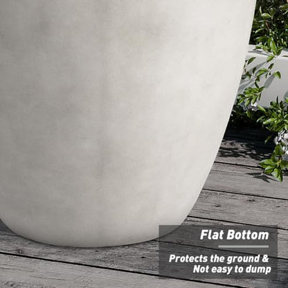 Outdoor Side Table Concrete Side Table, 17" H Small Outdoor Side Table End Table for Patio w Hemp Rope, Ceramic Round Coffee Table Accent Table Garden Outdoor Plant Stands