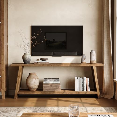 Solid Wood TV Stand, Farmhouse Media Console for 55/60/65 inch TV, view 2
