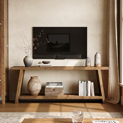 Solid Wood TV Stand, Farmhouse Media Console for 55/60/65 inch TV, view 2