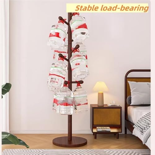 Simple Trending Standard Clothes Clothing Garment Rack, Floor-Standing Hat Rack for Bedroom, Solid Wood Coat Tree, Vertical Purse Hanger for Living Room(Natural)
