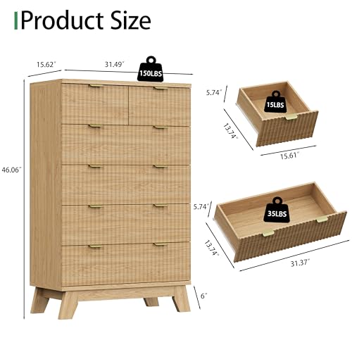 Fluted Dresser for Bedroom with 6 Drawers, view 3