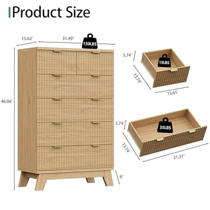 Fluted Dresser for Bedroom with 6 Drawers, view 3