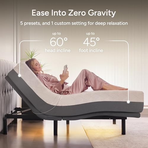 Smart Adjustable Bed Base with Electric Dual Massage, USB, Zero Gravity, view 4