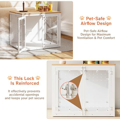 31.5" Transparent Furniture Dog Crate for Small Dogs, with Cushion, view 5