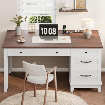 53.5" Executive Desk with Power Outlet, Home Office Desk with Drawers, view 4