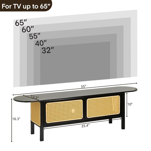 Bamboo TV Stand for TVs up to 65", Accent Entertainment Center with Storage, view 3