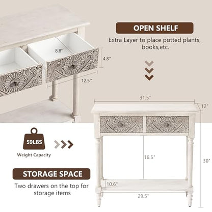 Console Table with 2 Drawers, MDF Narrow Entryway Table with Storage Shelf, Wood Accent Sofa Table for Living Room, Entrance, Hallway, Couch, Light Grey
