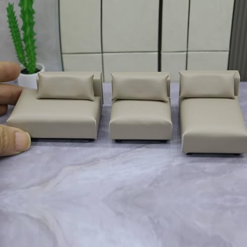Sofa Modern Miniature Furniture Model Sectional Dollhouse Couch Lifelike Design Realistic Decor Suitable for Miniature Scene Projects Model Building, Wht 1-20 Single