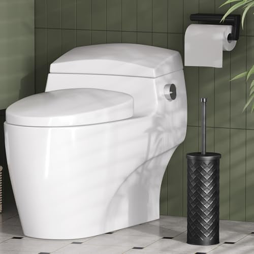 Toilet Bowl Brush and Holder Set 2 Pack with 4 Extra Brush Heads (Black), view 3
