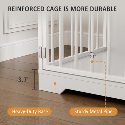 48 Inch Dog Crate Furniture with Bowl & Drawers, view 6