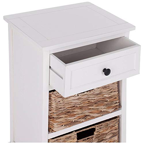 SAFAVIEH Furniture - Carrie 3-Shelf Side Table - Distressed Cream - Solid Wood - Farmhouse Tiered Design - Ideal for Living Room, Entryway, Home Office, 16"W x 13"D x 26"H - Fully Assembled (AMH5700C)