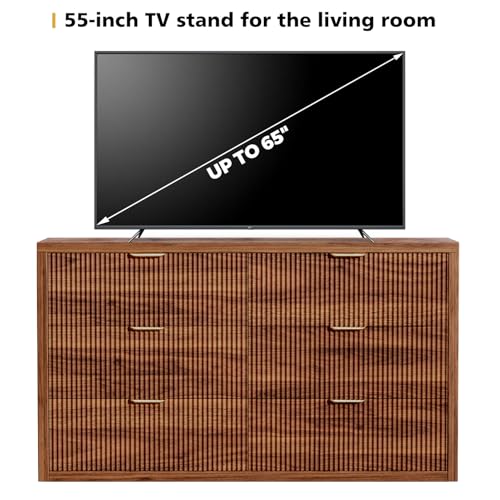 55.12" Modern Chest of Drawer, 6 Deep Drawers, Clothes Organizer, view 3