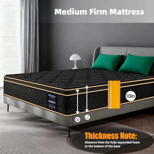 Twin Mattress 10 Inch Medium Firm Hybrid Mattress Twin Size Memory Foam Pocket, view 6