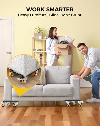 Furniture Dolly, Furniture Movers with 5 Wheels,Carbon Steel Panel Heavy Duty Dolly, Furniture Lifter with 360° Rotatable Silent Rubber Universal Wheels, Max Load 4000LBS(6.9x6.9 in)