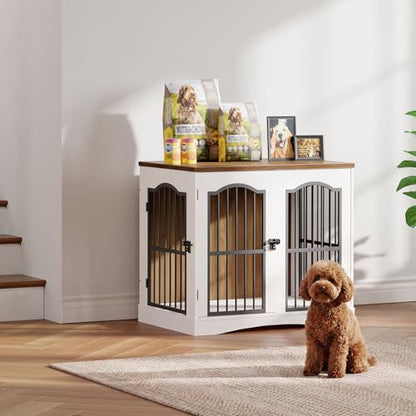 26.8" Wooden Dog Crate Furniture, Heavy Duty Dog Crate Indoor with 3 Doors, view 7