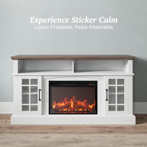 Astorga 58" TV Stand with 23" Electric Fireplace - White, view 5