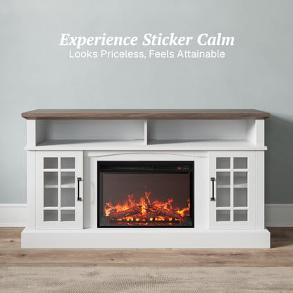 Astorga 58" TV Stand with 23" Electric Fireplace - White, view 5