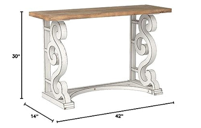 Wyldwood Country French Solid Wood Console Table - Rustic/White Legs - Natural Wood Top