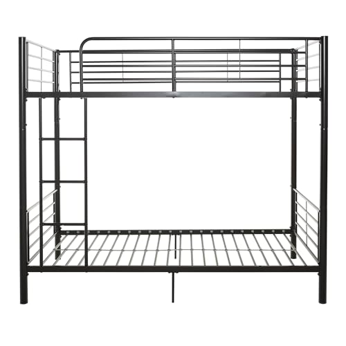 Elodie Urban Industrial Twin Over Twin Metal Bunk Bed, Twin Over Twin, Black