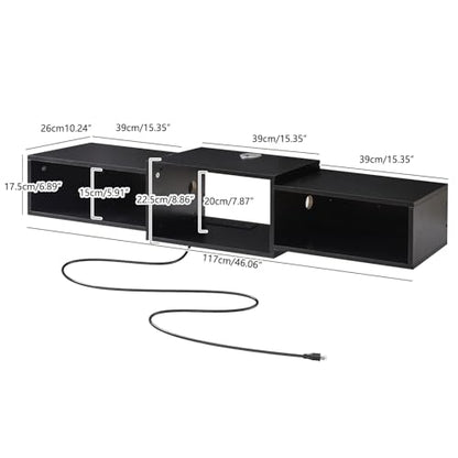 Floating TV Stand Wall Mounted with Power Outlet, view 4