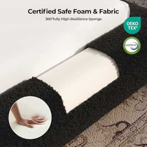 Upholstered Queen Cloud Bed Frame with 5.9" Headboard, Black, view 5