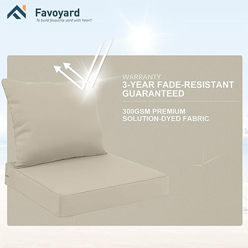 Outdoor Seat Cushion Set 24 x 24 Inch Water-Resistant & Fade-Resistant Patio Furniture Cushions with Removable Cover Deep Seat & Back Cushion with Tie Straps for Chair Sofa