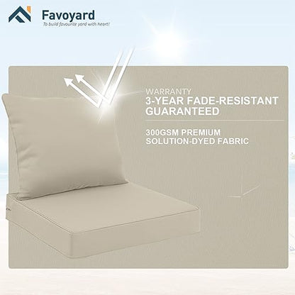 Outdoor Seat Cushion Set 24 x 24 Inch Water-Resistant & Fade-Resistant Patio Furniture Cushions with Removable Cover Deep Seat & Back Cushion with Tie Straps for Chair Sofa