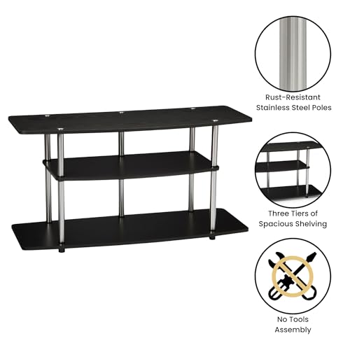 Designs2Go No Tools 46 inch 3 Tier Wide TV Stand, Black