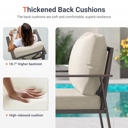 Aluminum Outdoor Patio Furniture Set 7-Seat Metal Patio Conversation Sets with Coffee Table and Water-Resistant Cushions, Modern Patio Sectional Sofa for Porch, Deck, Backyard, Poolside