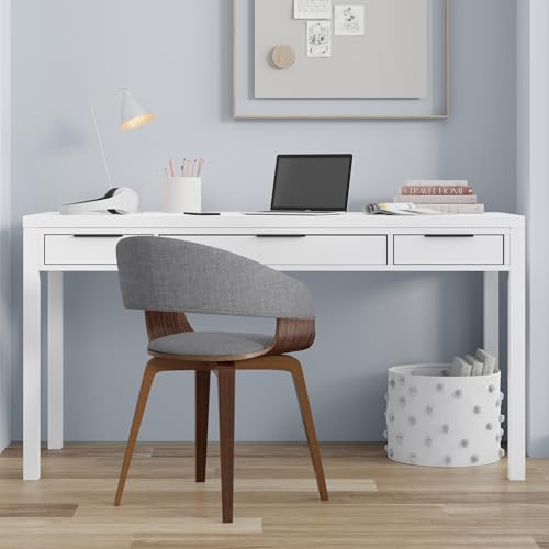 Hollander 60" Wide Solid Wood Writing Desk in White, view 3