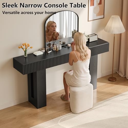 63-Inch Long Entryway Console Table with a Fluted Design, view 7