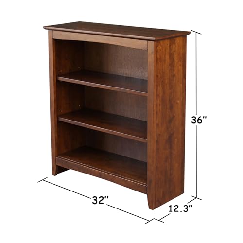 Solid Wood Bookcase 36 in. High, Espresso, view 3