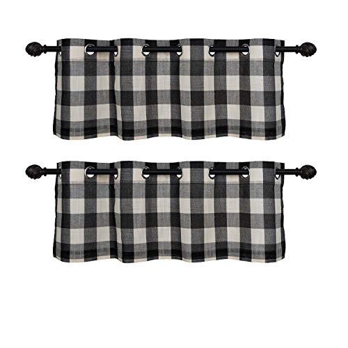 Creativesfun 2 Pcs Checks Line Up Set Farmhouse Faux Linen Look Buffalo Plaid, view 2