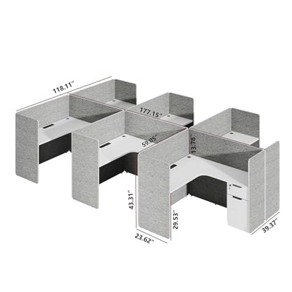 6 Person Office Cubicles Workstations, view 3