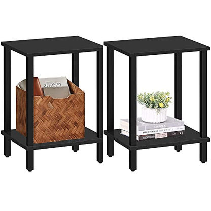 End Table, Set of 2, Side Table, Nightstand, 2-Tier Storage Shelf, Sofa Table for Small Space, Living Room, Bed Room TB01BK035