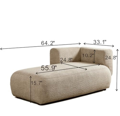 Boucle Upholstered Left Facing Chaise Lounge Indoor for Living Room Bedroom, view 3