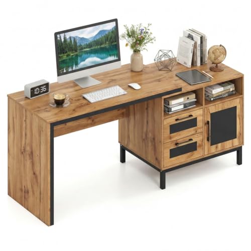 71" Wood Executive Desk w/File Drawers, Home Office Desk, view 2