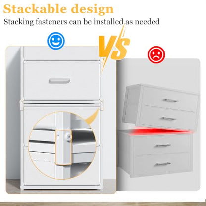 2 Pack Stackable Storage Drawers, Closet Drawers, White, view 5