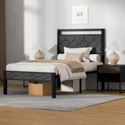 Upholstered Queen Bed Frame with Soft Headboard, view 4