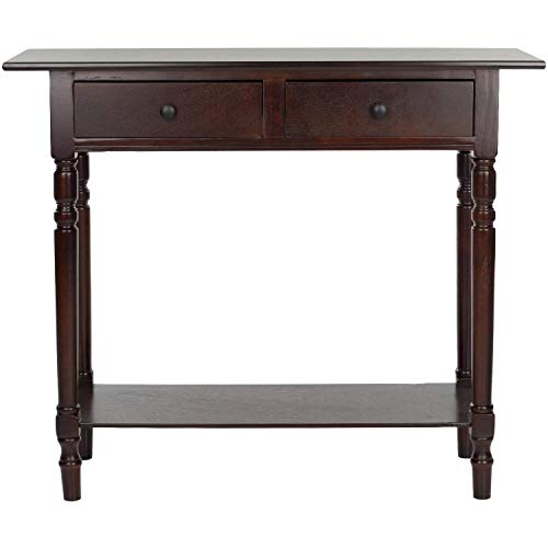 SAFAVIEH Home Collection – Rosemary Dark Cherry Console Table with Drawers & Shelf, Classic Contemporary Storage Console, Turned Leg Design (AMH5705D)
