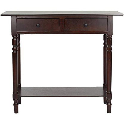 SAFAVIEH Home Collection – Rosemary Dark Cherry Console Table with Drawers & Shelf, Classic Contemporary Storage Console, Turned Leg Design (AMH5705D)