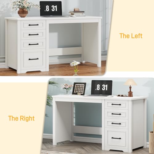 Farmhouse 49” Executive Desk with File Drawer, Cream White, view 4