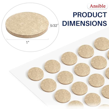60 PCS Felt Furniture Pads 1", Felt Pads for Chair Leg Floor Protectors for Hardwood Floors Round (Beige)