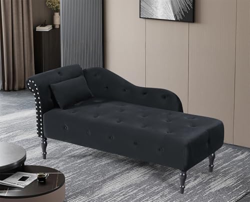Modern Velvet Upholstered Chaise Lounge Indoor Button Tufted Chaise Lounge, view 7
