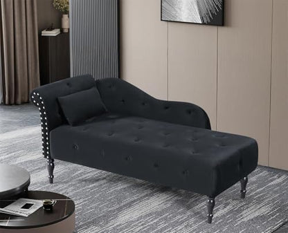 Modern Velvet Upholstered Chaise Lounge Indoor Button Tufted Chaise Lounge, view 7