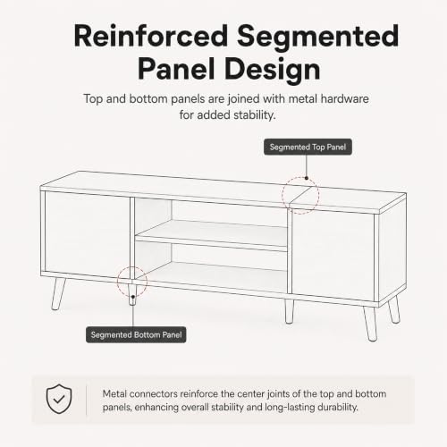 58 Inch Mid-Century Modern TV Stand with Storage, Gray, view 8