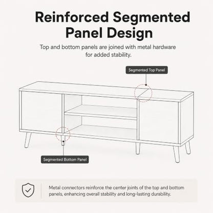 58 Inch Mid-Century Modern TV Stand with Storage, Gray, view 8